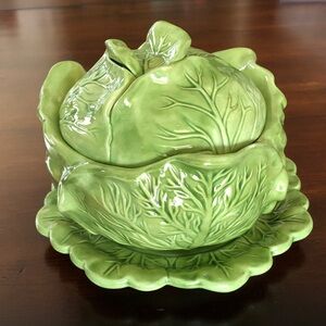 HOLLAND MOLD Vintage Ceramic Cabbage With Under Plate